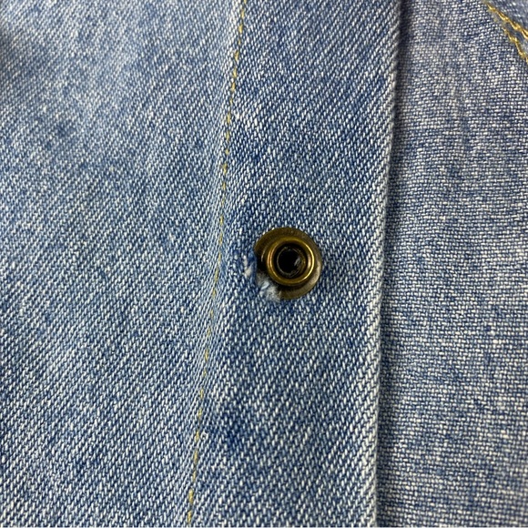 Vintage Wrangler Western Snap Button Denim Polo Shirt Men’s Sz M. Made In Canada - Picture 12 of 12